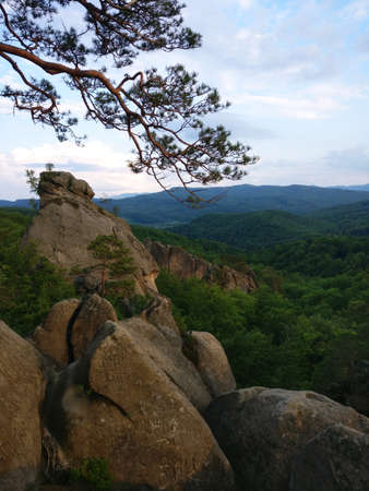 Landscape in the mauntains Dovbush rocksの写真素材