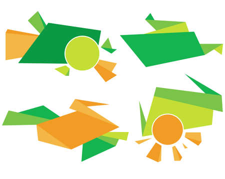 Green and orange corporate element. Colorful abstract vector graphic design illustrationのイラスト素材