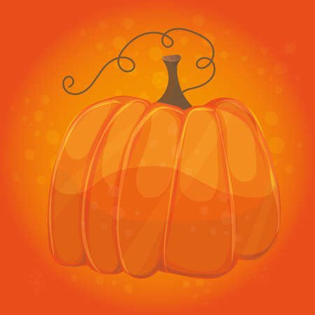 cartoon pumpkin on orange color background - halloween cardのイラスト素材