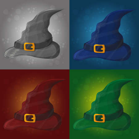 illustration of tall witch hat on abstract background - halloween vector cardのイラスト素材