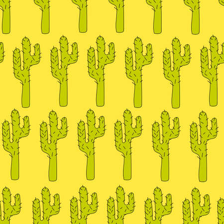 Vector seamless pattern with cactuses - design print, poster, card, textileのイラスト素材