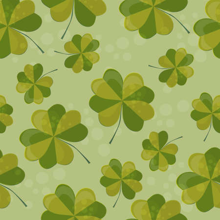 pattern illustration with clover with four leaves as a symbol of luckのイラスト素材
