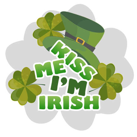 Kiss me Im Irish - design with leprechaun hat. celebration of St Patricks Dayのイラスト素材