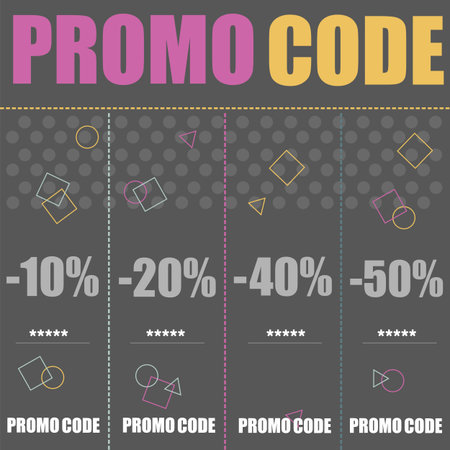 Promo code, coupon code. Flat vector banner design illustration on black background.のイラスト素材