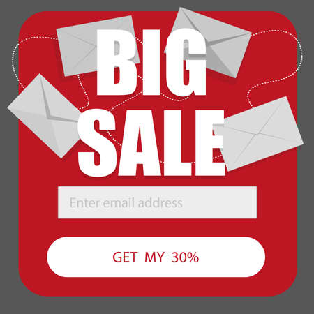 Vector template - email subscribe form on a white background. Big sale discountsのイラスト素材