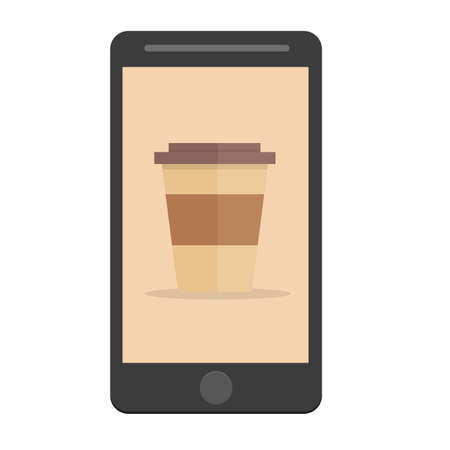 Coffee cup icon, flat design style. Coffee paper cup silhouette in stylish color.のイラスト素材