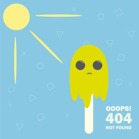 A conceptual web design with Error 404 page not found - Ice cream melting on a hot day