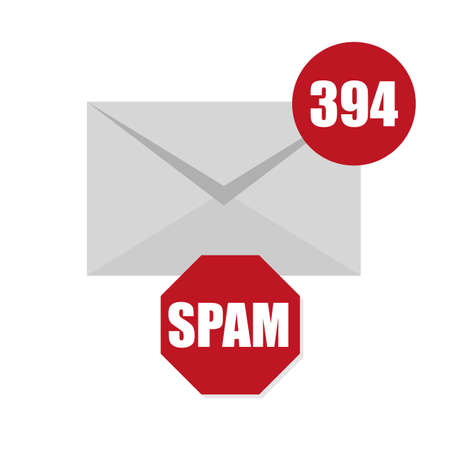 Vector illustration of spam envelope icon with counter and red sign on whiteのイラスト素材
