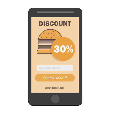 fast food burger coupon discount template flat design - email subscribe form Vector illustration.のイラスト素材