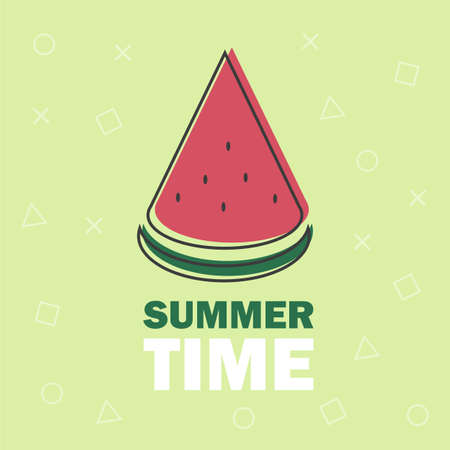 Piece of watermelon vector line icon isolated on green background for websiteのイラスト素材