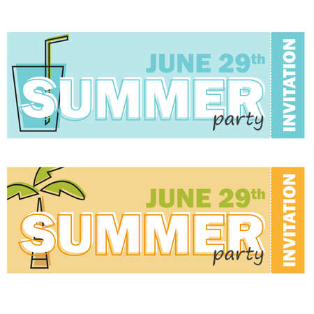 Creative modern flat design invitation on summer party with line symbolのイラスト素材