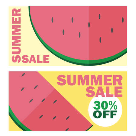 Summer sale banner with beautiful watermelon background - discount card designのイラスト素材