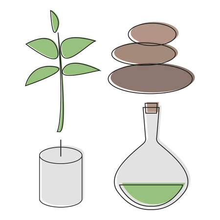 Therapy icons set. set of 4 therapy filled icons - spa - line flat style designのイラスト素材