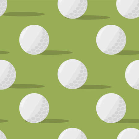 Golf balls in seamless pattern on green background.のイラスト素材