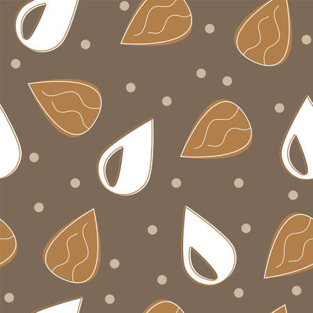 Almond milk - vector set of design elements and pattern for packaging background in linear styleのイラスト素材