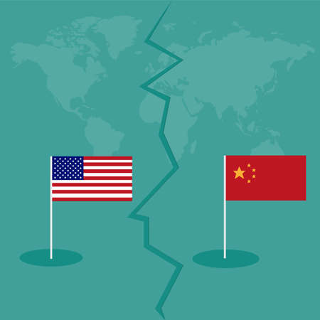 trade war America China tariff business global exchange international conceptのイラスト素材