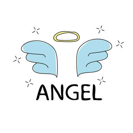 Slogan angel print. For t-shirt graphics - cute simple textile graphicのイラスト素材