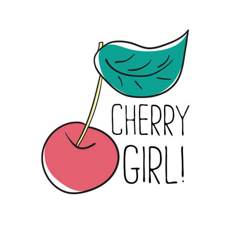 Typography graphic slogan cherry girl, vector for modern t shirt print, embroidery patch for printed teeのイラスト素材