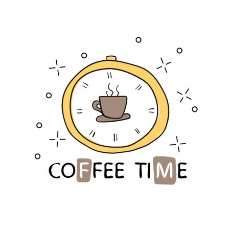 Vector poster with phrase decor elements. Typography card, image with lettering. Design for t-shirt and prints. coffee time.のイラスト素材