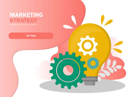 Light bulb and gear wheels. Concept of innovative idea, creativity, modern technology and technological novelty. Creative vector illustration for banner, poster, website in modern colorsのイラスト素材