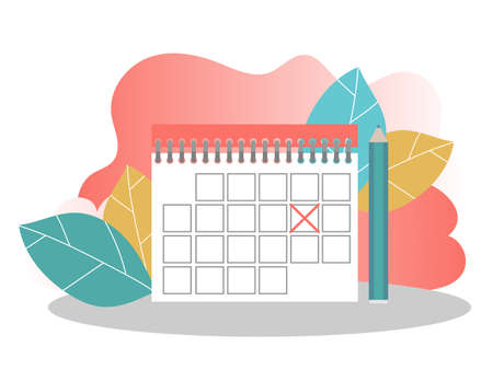 Schedule management, Business Planning Landing Page Template. Calendar Concept for Web Page or Website. Vector illustrationのイラスト素材