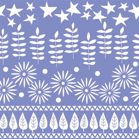 Vector seamless pattern. Greeting card backdrop design. Hand drawn background with trees, flowers and leavesのイラスト素材