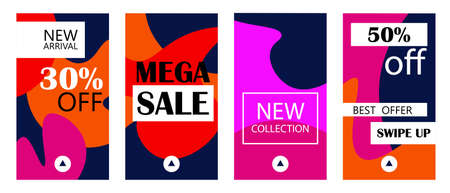 Set of stories sale banner background, template photo. Can use for website, mobile app, flyer, coupon, gift card, web designのイラスト素材