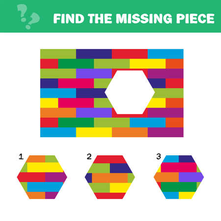 Visual logic puzzle with blocks. Find missing piece - Puzzle game for Children. Worksheet for kids.のイラスト素材