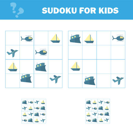 Sudoku for kids. Game for preschool kids, training logic. Puzzle game for children and toddler. Logical thinking training.のイラスト素材