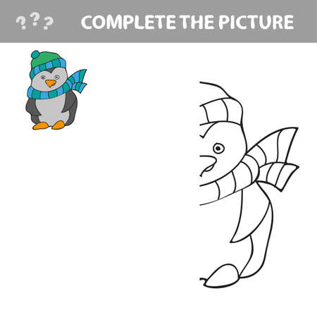 Copy the picture and coloring book, education game for children - penguinのイラスト素材