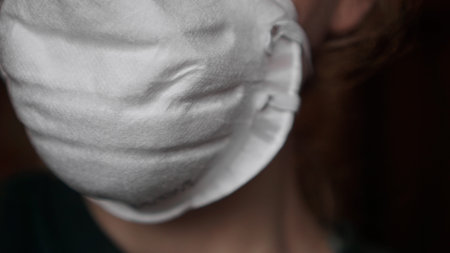 Respirator or medical face mask. Close-up photo