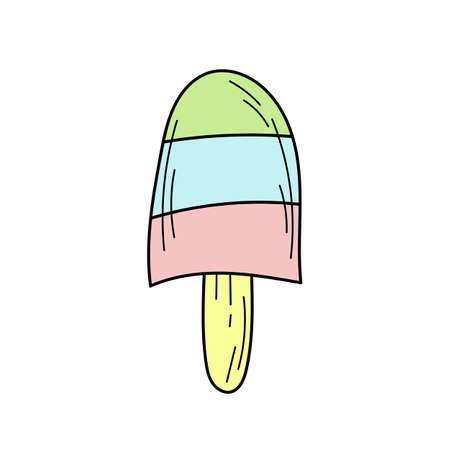 Hand drawn ice cream - ice lolly - vector illustration. Simple summer color icon for designのイラスト素材