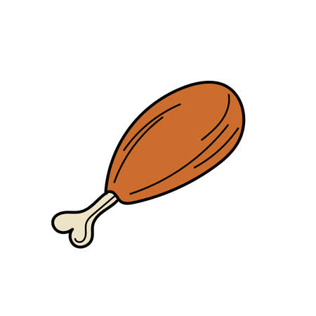 Chicken leg sketch icon for web, mobile and infographics. Hand drawn vector icon isolated on whiteのイラスト素材