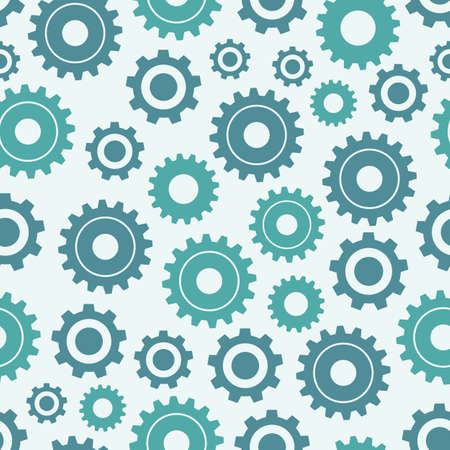 Seamless cogwheel pattern - factory background. Gear shapes in blue colors - vector designのイラスト素材