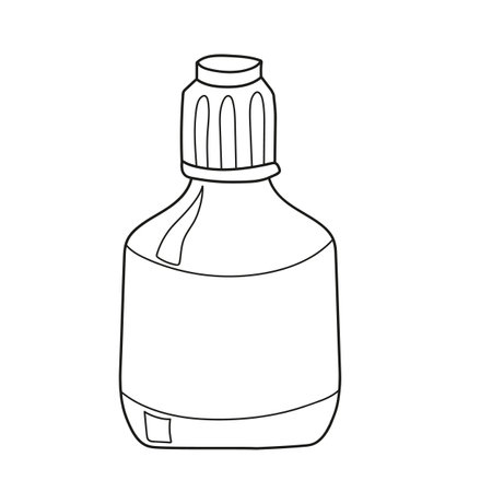 Simple coloring page. A bottle or vial. Vector illustration. Contour on an isolated background. Coloring book for children. Sketch.のイラスト素材
