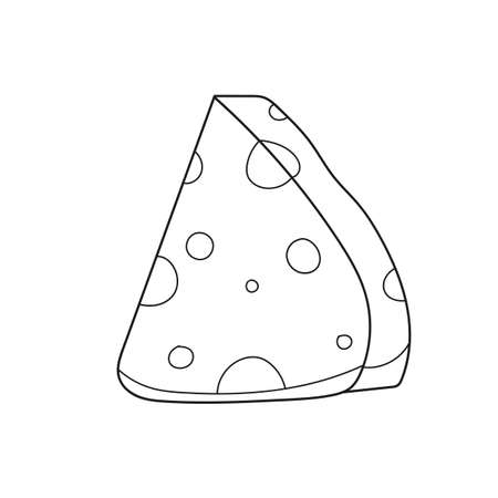 Simple coloring page. Coloring book page template with cheese. Vector illustration for kidsのイラスト素材