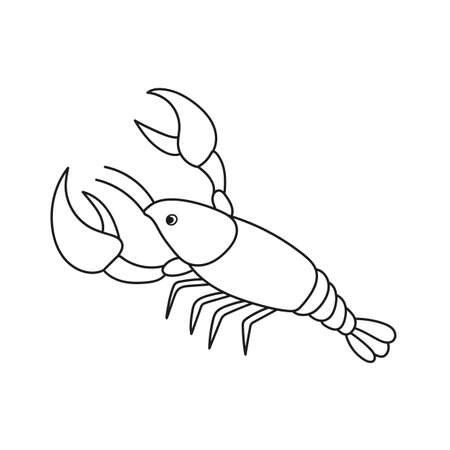 Simple coloring page. Vector illustration of Cartoon shrimp cancer - Coloring bookのイラスト素材