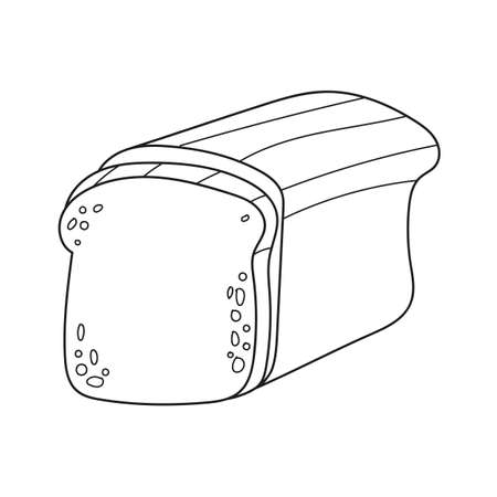 Simple coloring page. Vector line art illustration with bread. Illustration for menu, cookbook or coloring book. Sketch isolated on white backgroundのイラスト素材