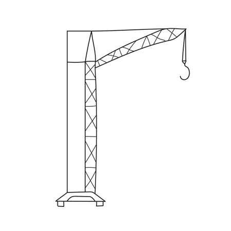 Simple coloring page. Illustration of a crane. Simple hand drawn imsge for kidsのイラスト素材