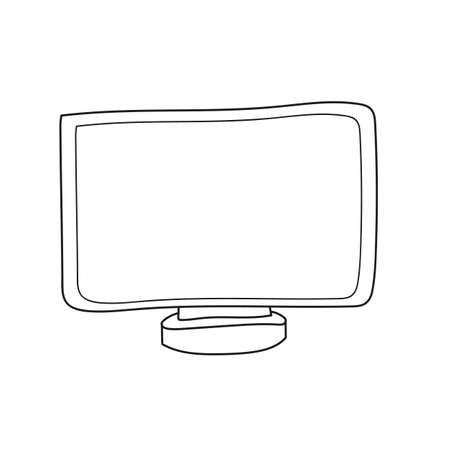 Simple coloring page. Coloring book for children, Computer monitor on white. Hand drawn styleのイラスト素材
