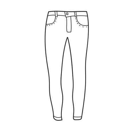 Simple coloring page. Easy coloring book for children and kids, Jeans for girlsのイラスト素材