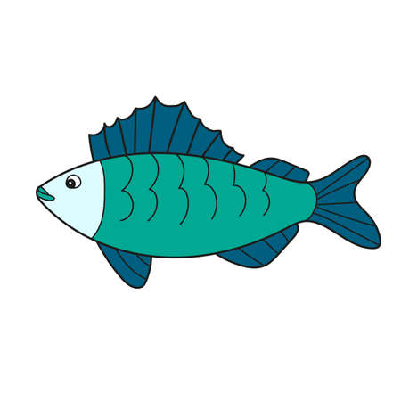 Simple cartoon icon. Ruff fish. Vector white fish of Siberia on white backgroundのイラスト素材