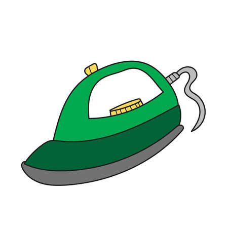 Simple cartoon icon. Green Iron. Vector hand drawn illustration on whiteのイラスト素材