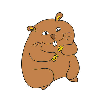 Simple cartoon icon. Cute Hamster on white. Vector hand drawn illustration on whiteのイラスト素材
