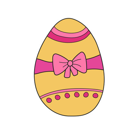 Simple cartoon icon. Decoration easter egg. Vector hand drawn illustration on whiteのイラスト素材