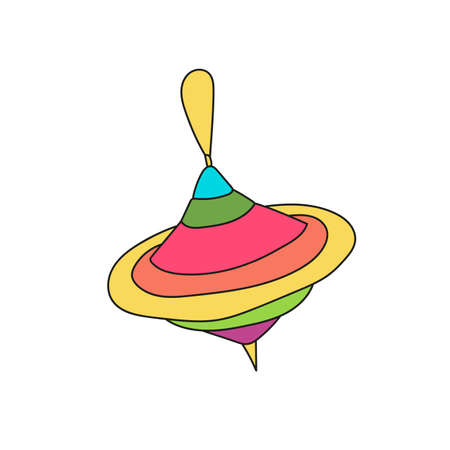 Simple cartoon icon. Color vector illustration of a whirligig child toy. Hand drawn icon and symbol for print on baby clothes, poster, sticker, cardのイラスト素材