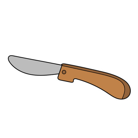 Simple cartoon icon. Wooden handle knife - cartoon vector and illustration, isolated on white background.のイラスト素材