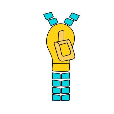 Simple cartoon icon. Vector cartoon zipper. Vector hand drawn illustration on whiteのイラスト素材