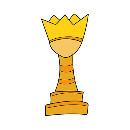 Simple cartoon icon. Yellow Chess coloring book. Hand drawn Vector. Vector hand drawn illustration on whiteのイラスト素材