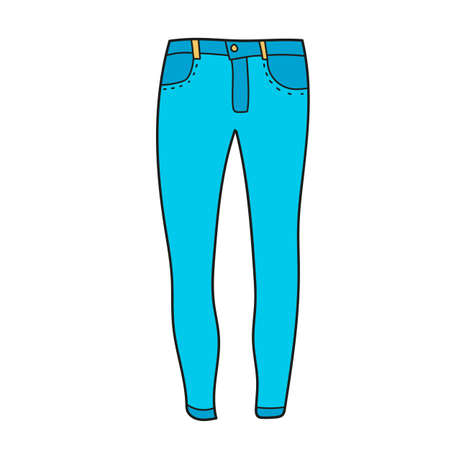 Simple cartoon icon. Simple hand drawn doodle of a pair of trousers - blue jeansのイラスト素材